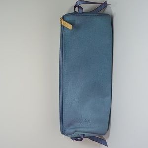 2/$15 90s Estee Lauder Makeup Blue Zipper Pouch with Side Tie Ribbons